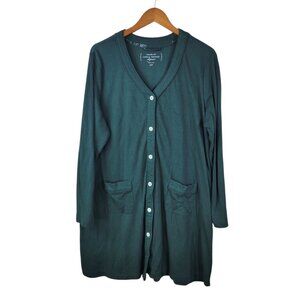 Carole Hichman Nightgown Sleep Shirt Size XL Henley Pullover Stretch Green